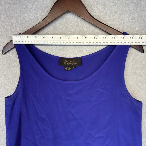 Classiques For Nordstrom Top Womens Size Medium Petite Royal Blue 100% Silk Tank - Picture 10 of 10